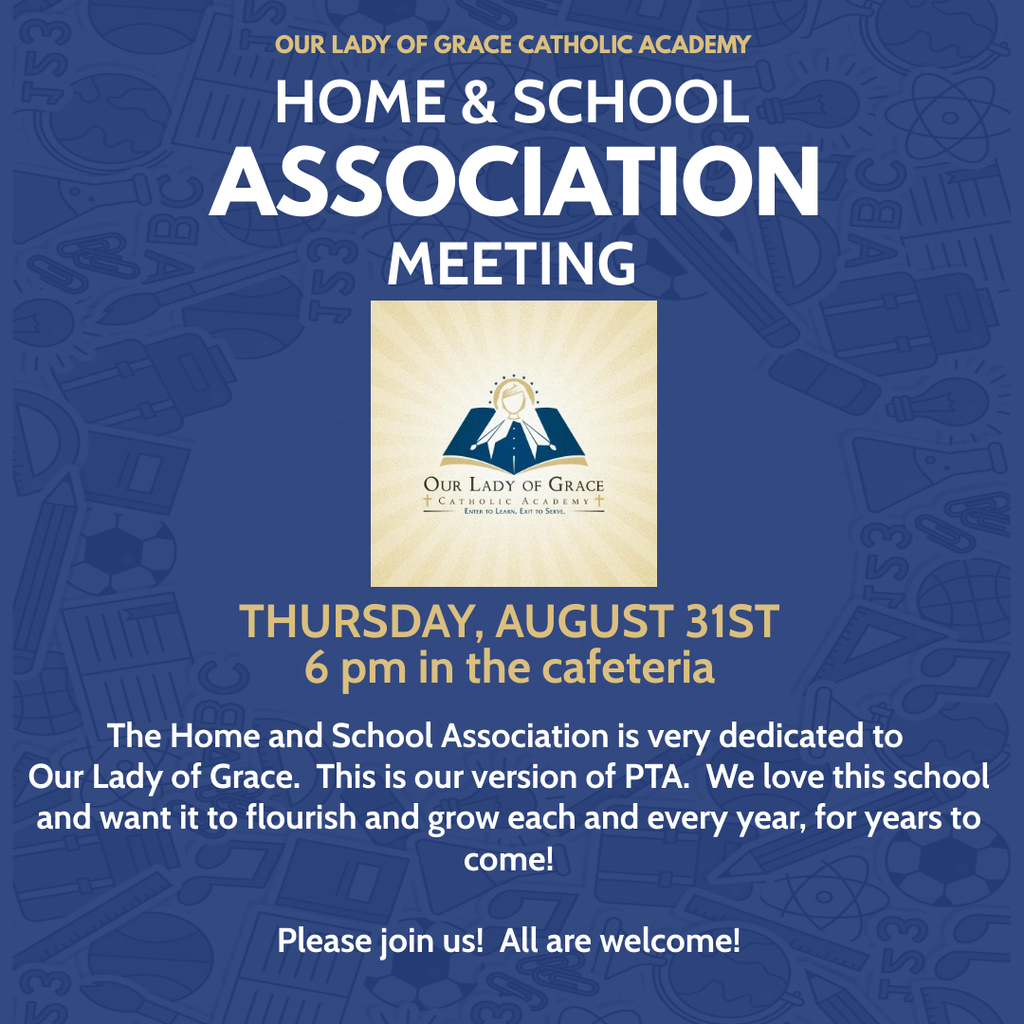 Join us on August 31st for our 1st Home & School Meeting.